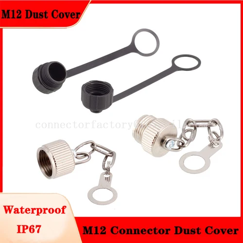 Imagen 2 del producto 1 Uds 5 uds 10 Uds conector M12 cubierta antipolvo M12 rosca interior exterior cubierta impermeable de Metal de plástico cubierta de protección de enchufe IP67