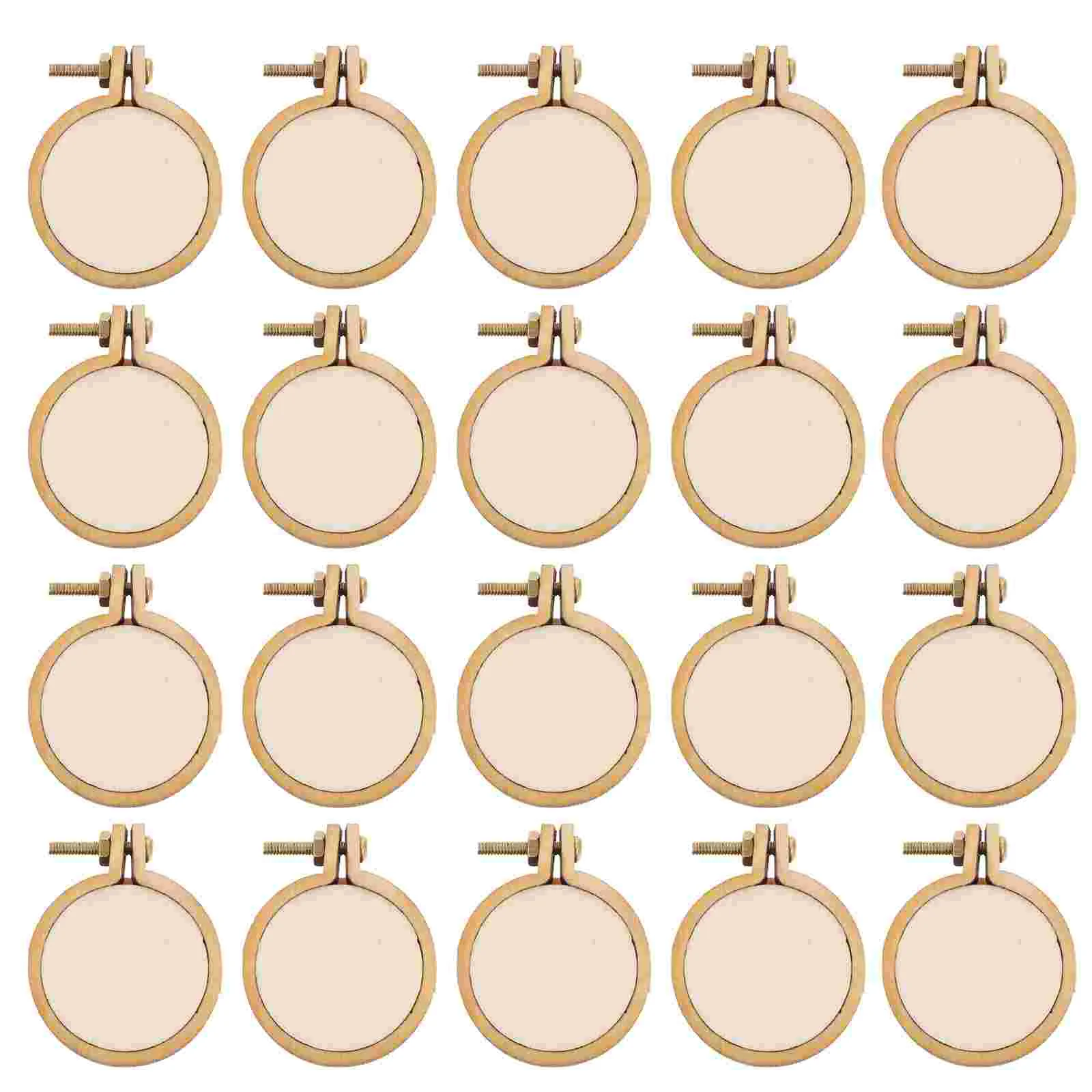 20 Sets Mini Embroidered Hoop Pendant DIY Jewelry Findings Hanging Embroidery Design Pendants Decor Wood Wooden