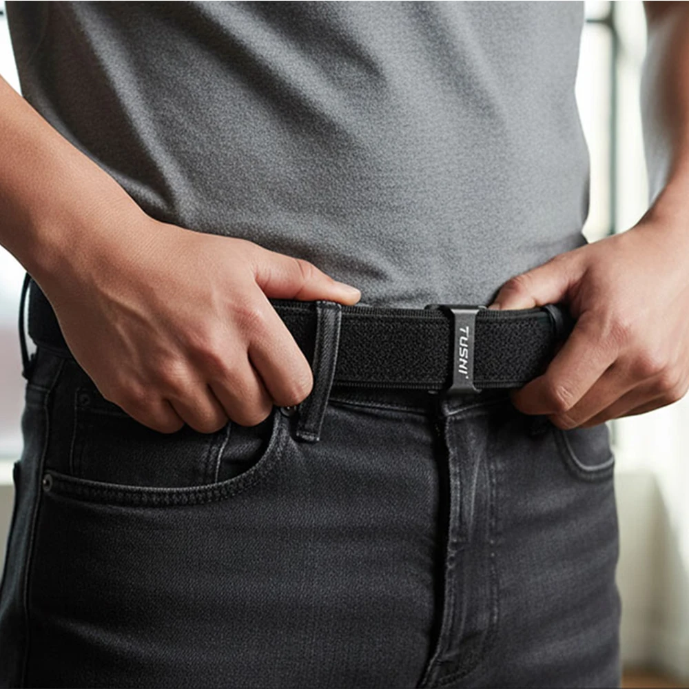 TUSHI Taktischer Gürtel 3,8 cm mit Halteclip, Innengürtel für Herren, Sport, Outdoor, Einsatzgürtel, Nylon-Hüftgurt, Jagdzubehör – Detail 9