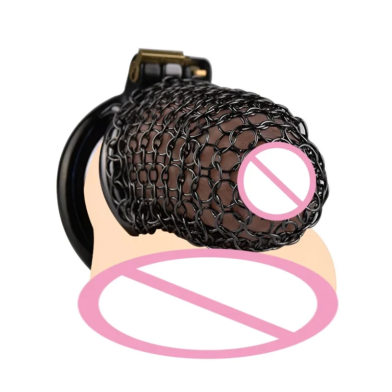 New Stainless Steel Chastity Cage Sissy Mesh Sexy Penis Lock Anti-slip Desire Control Steel Penis Ring Gay Men's Erotic Products