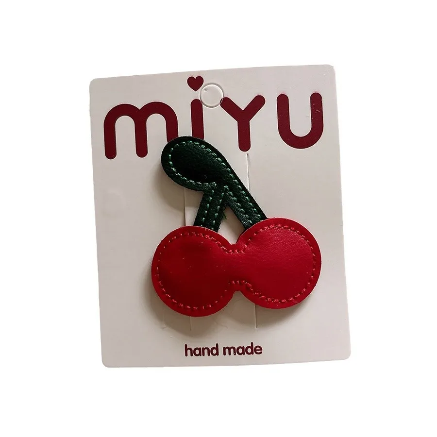 Chic coreano autunno inverno morbida ecopelle adorabile modello ciliegia cucita a mano per bambine fermagli per capelli laterali genitore-figlio