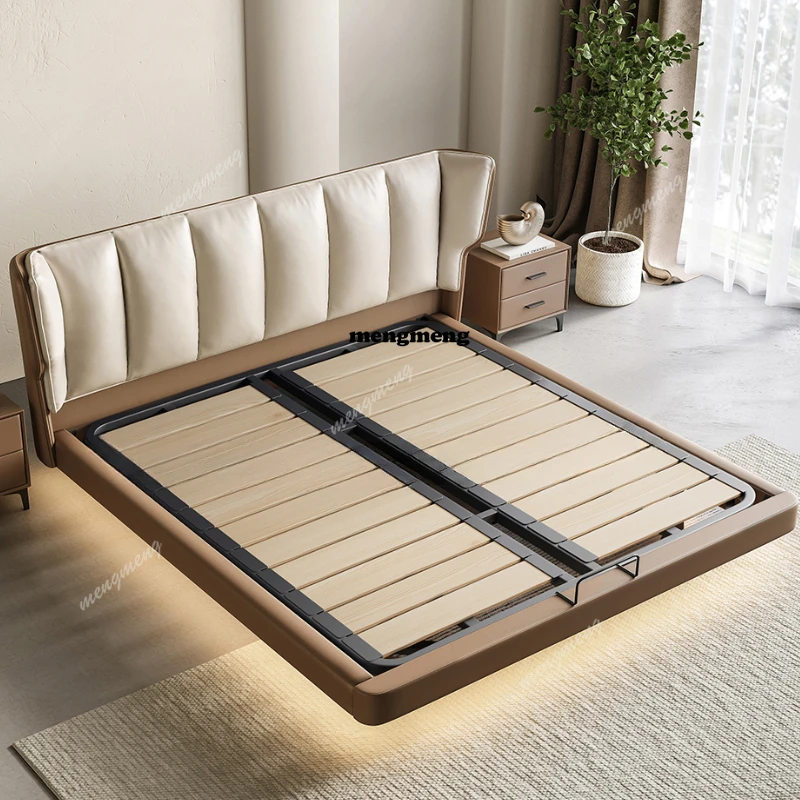 Leather Nordic White Bed Cream Elegant Pretty Luxury Twin King Beds Bases Bedroom Hotel Italian Cama Matrimonial Furniture
