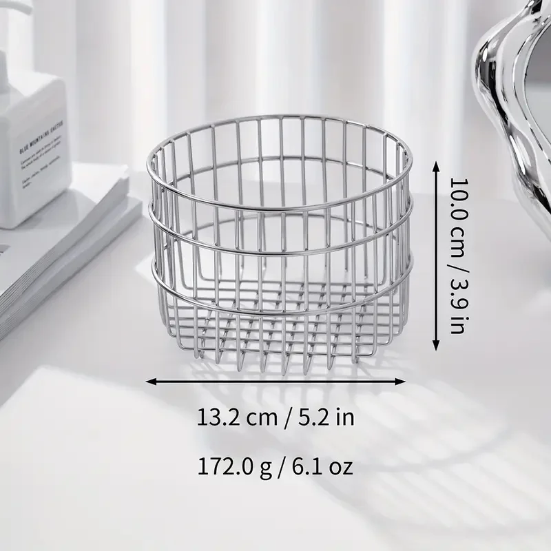 Stainless Steel Round Makeup Brushes Storage Basket Cosmetic Tools Organizer Multifunctional Perfume Lipstick Makeup Tool Holder