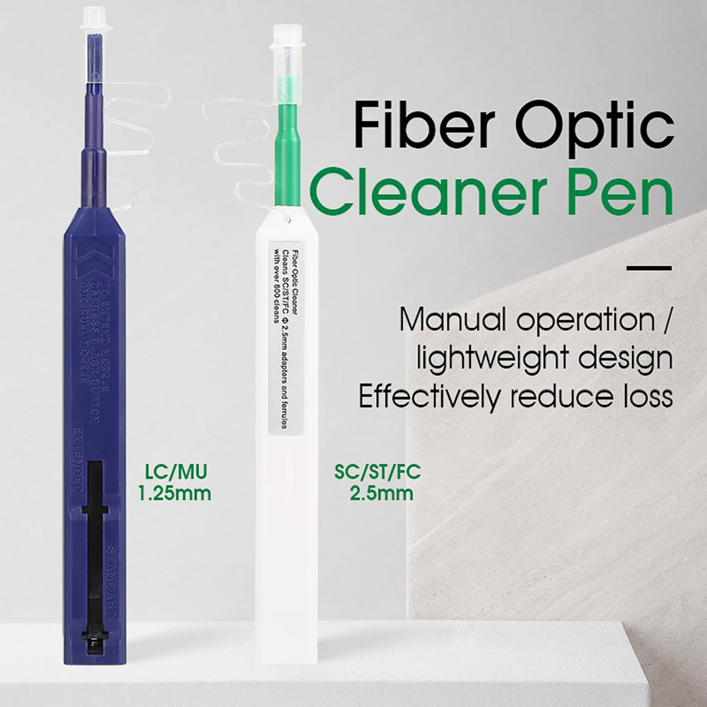 

Pen Type SC/LC/FC/ST 1.25mm and 2.5mm One-Click Fiber Optic Connector Cleaner Life Time More Than 1000