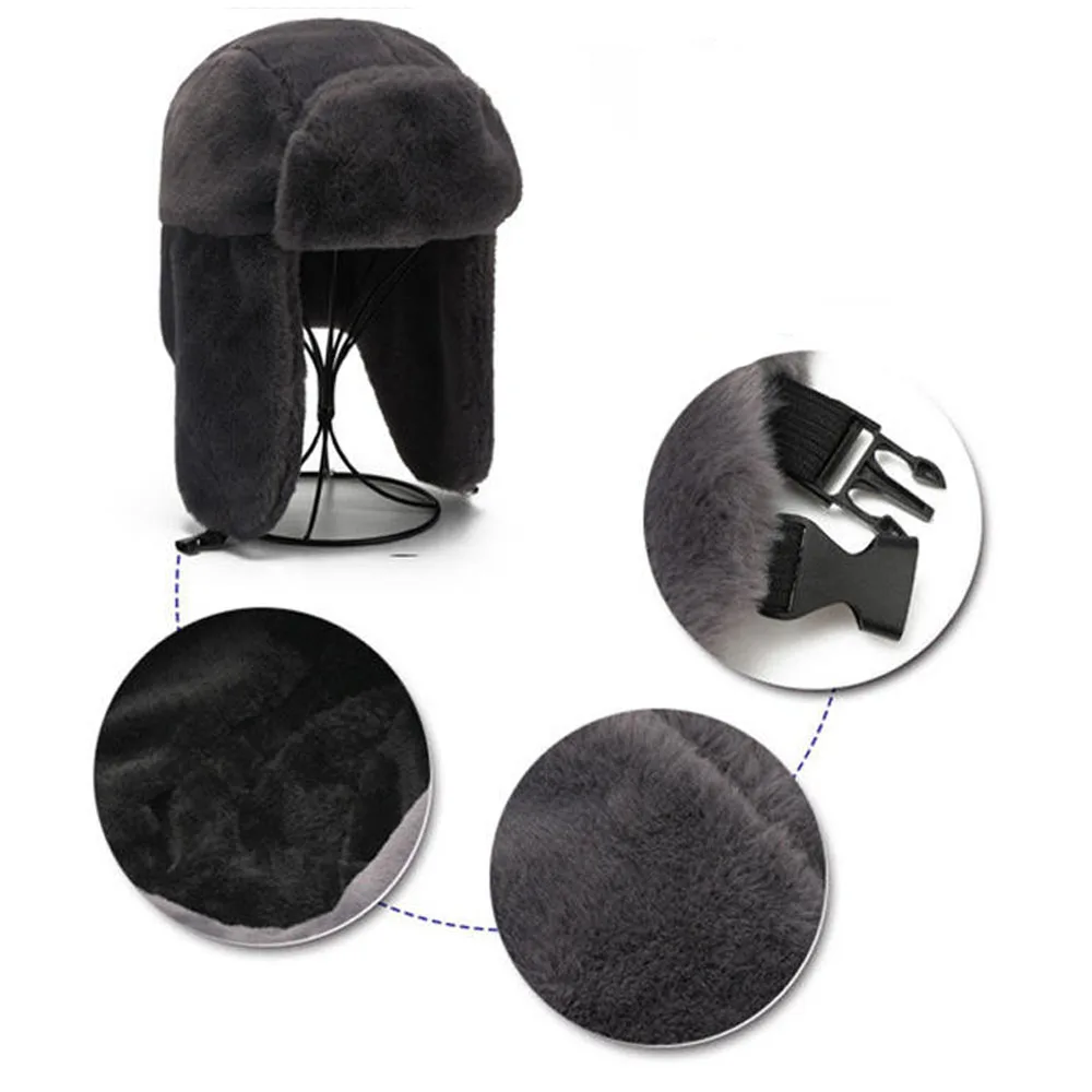 Uomo Donna Cappello bomber in peluche spesso Cappello invernale caldo Cappelli da cacciatore Colbacco russo Berretti da neve Cofano con paraorecchie per la pesca all'aperto