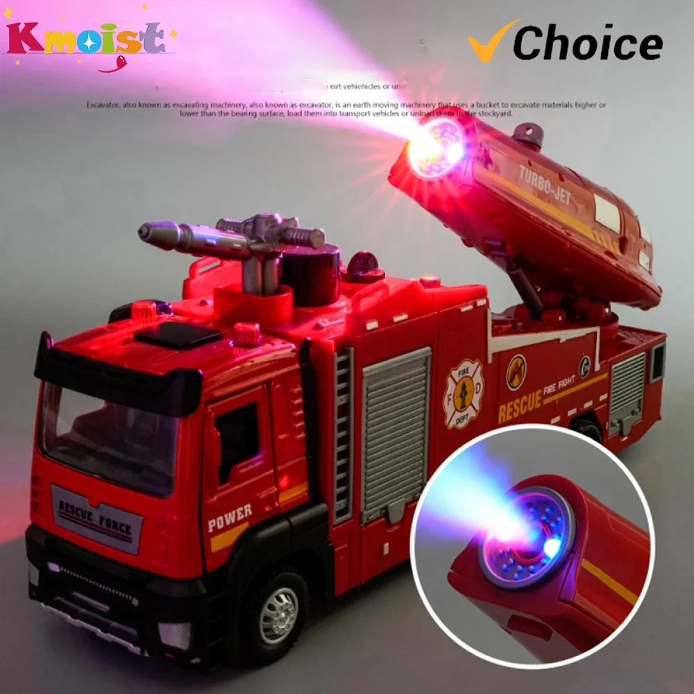 1/32 Alloy Sprinkler Fire Engineering Vehicle Electric Sound and Light Pull-Back Model Car Children's Toys Gifts for Christmas