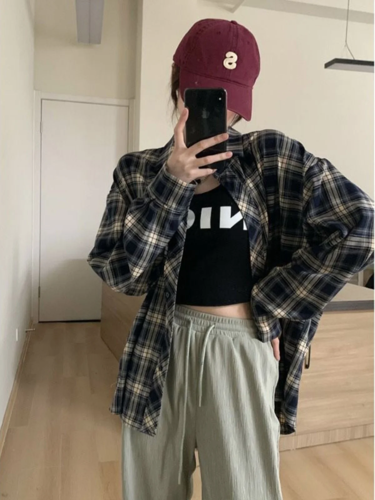 

Свободная рубашка в клетку с длинным рукавом в американском ретро-стиле, повседневная, с защитой от солнца, верхняя одежда, свободный крой, весна-лето, женская рубашка