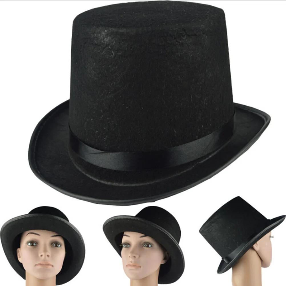 Magician Hat Black Felt Classic Dress Up Costume Accessory Halloween Party Hat for Men Adult Halloween Hats for Adults