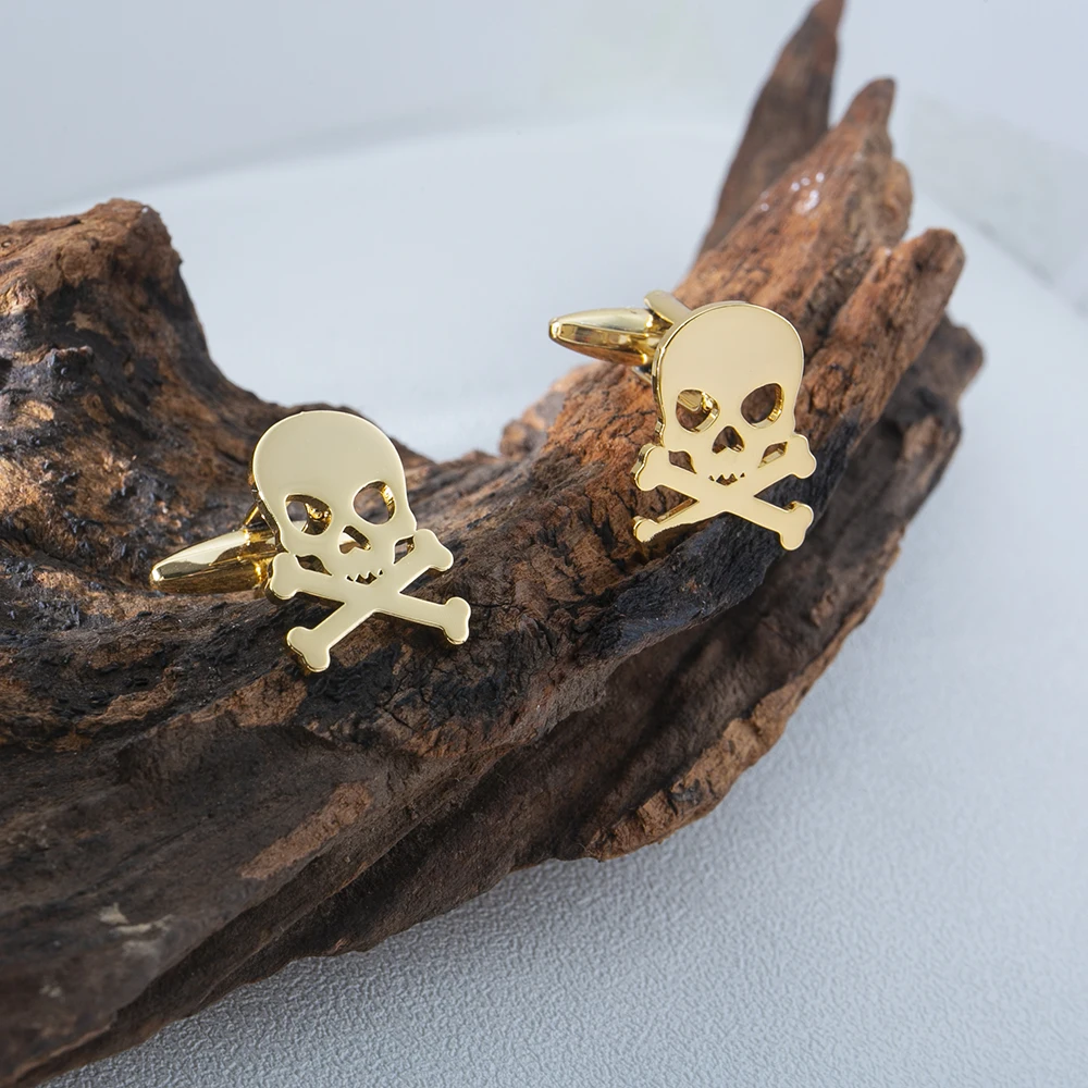 Stainless Steel Punk Pirate Skull Cufflinks Vintage Viking Skeleton Mens Cufflinks for Shirts Personality Rock Party Accessories