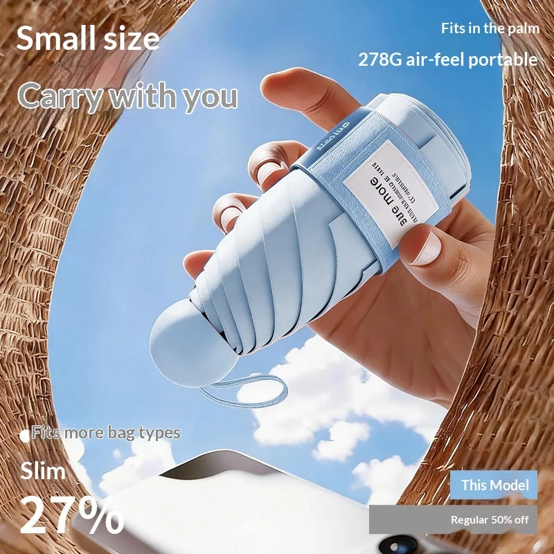 

Капсульный зонт, универсальный зонт от солнца и дождя для женщин, стильный зонт, компактный и портативный зонт от солнца.