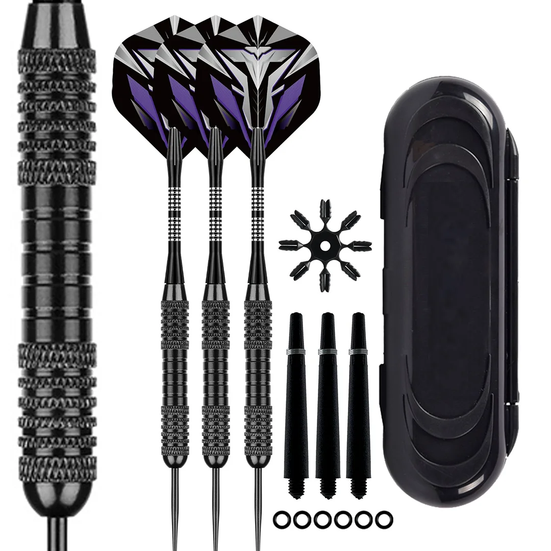 23g Darts Metal Tip Set 3pcs Steel Tip Darts for Dartboard with Premium Aluminum Shafts Extra 6 Rubber O-rings 3 Nylon Shafts