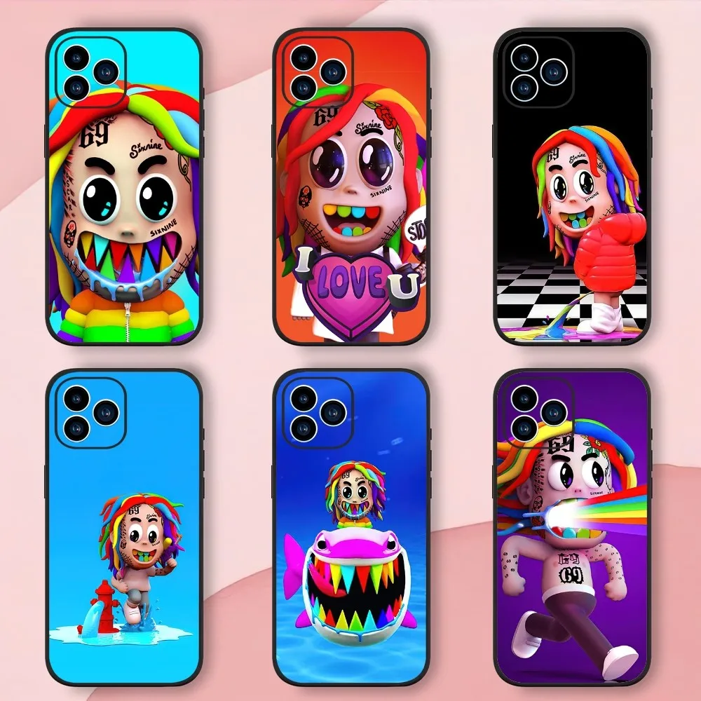 Rapper 6ix9ine Phone Case For iphone13 12 11 14 15 Pro Max XS Max XR X 14 15Plus Black Silicone Soft  Cover