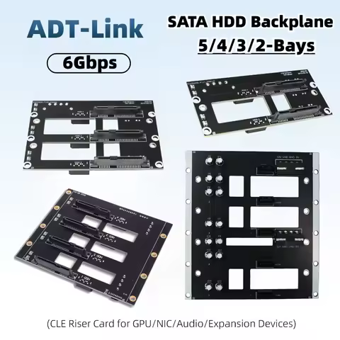 5/4/3/2 Bays 6G High Speed SATA Hard Drive Expansion Card Backplane 4-Power Chassis SATA Ports HDD SSD Board for PC NAS &amp; Server