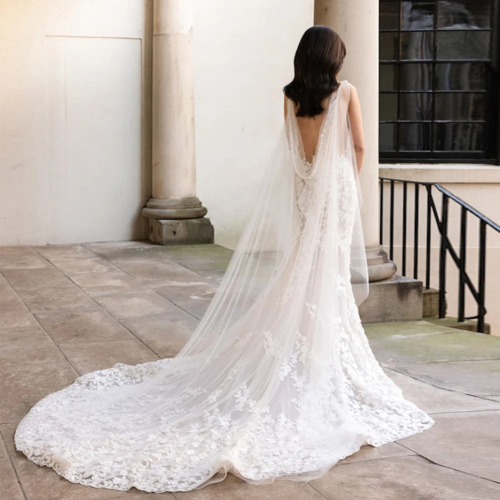 

Handmade knit sequin embroidery bridal tulle elegant fashion accessory for banquets, performances parties 2.5M long shawl VPG07