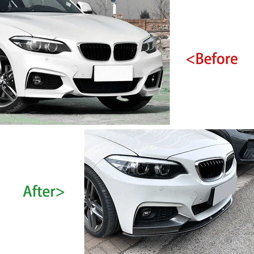 Car Front Bumper Lip Front Corner Spoiler Diffuser Kit For BMW 2 Series F22 F23 M Sport MP 2015-2019 Exterior Guard Decoration