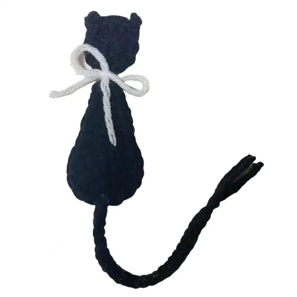 Cat Gift Crocheted Bookmark with Bow Tie Decoration Knitting Cat Book Page Holder Set for School Office Home