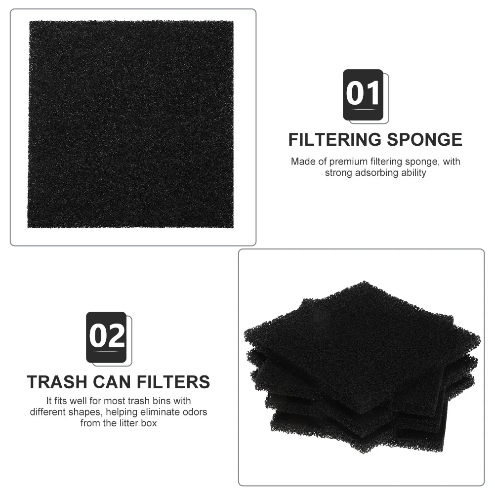 6pcs Household Trash Can Charcoal Filter Pads Deodorizer Smell Odor Eliminators (Black)