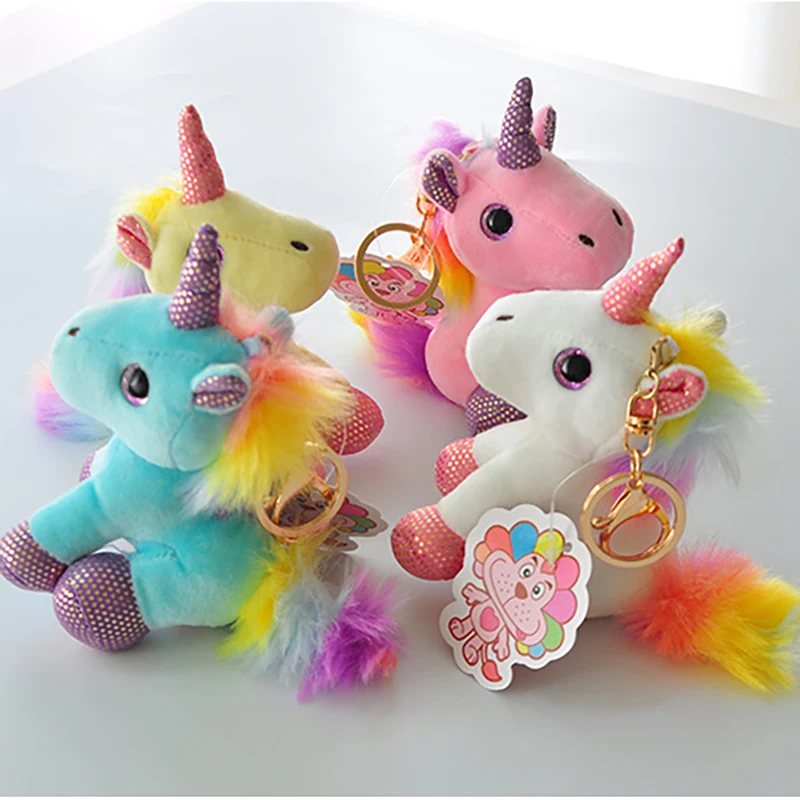 Cartoon Colourful Unicorn Plush Doll Keychain Fun Cute Animal Toys Boys Girls Backpacks Decorative Pendants Kdis Birthday Gift