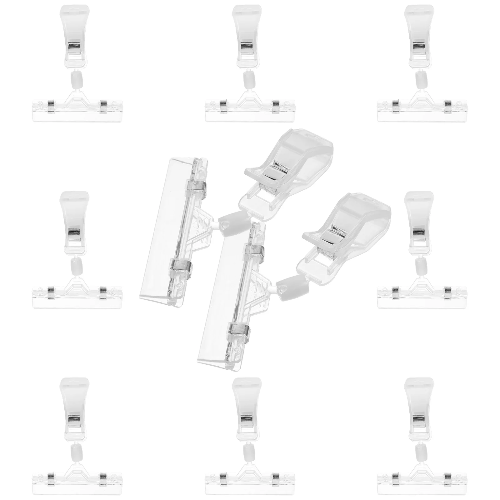 10 個値札ポスタークリップクリアクリップ小売店用品小さな看板ホルダープラスチック両面調整可能な回転可能