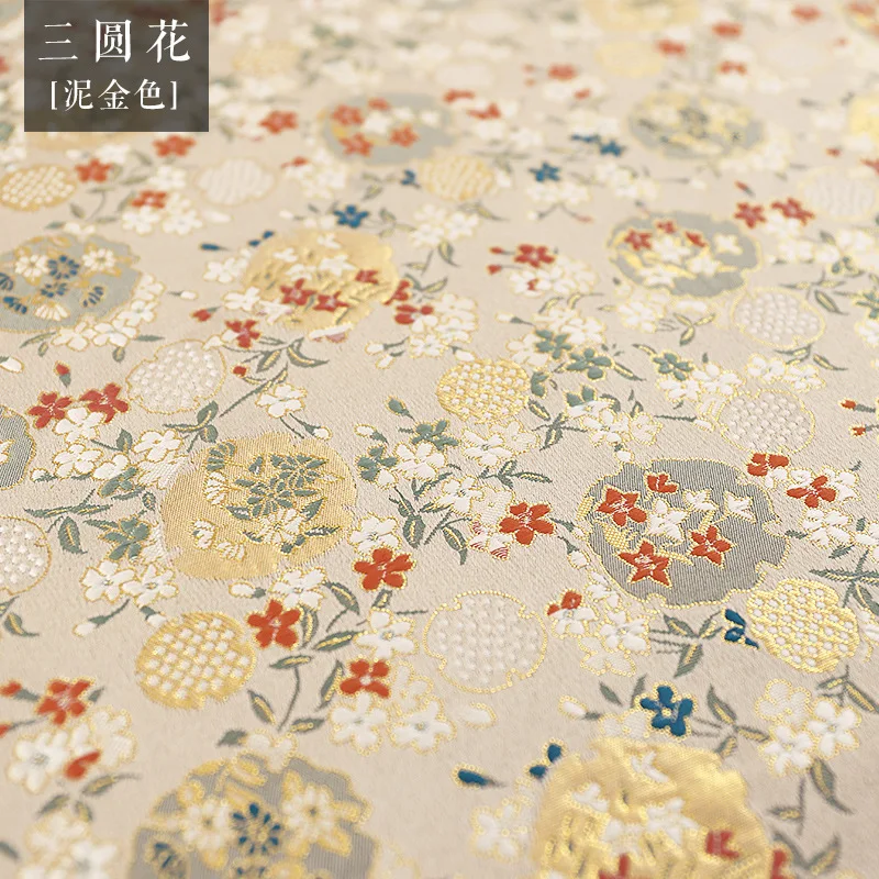 50x75cm Japanese Style Brocade Fabric Bronzing Printed Embroidered Cheongsam Children\'s Clothing Bag DIY Materials