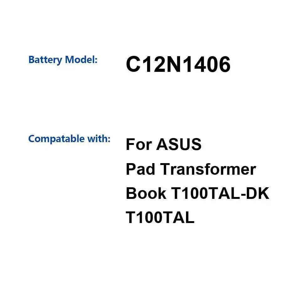 

Tablet Battery 7820Mah For Asus Transformer Book T100TAL-DK T100TAL Long-Lasting Performance C12N1406