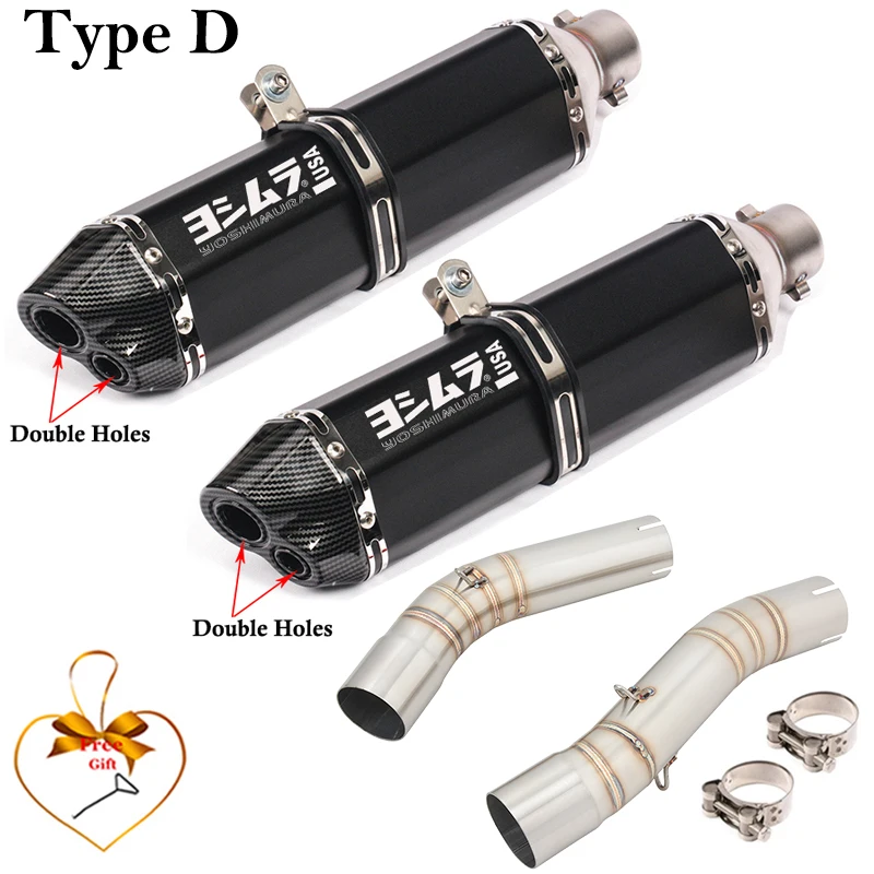 Slip On For Yamaha YZF R1 MT-10 R1M 2007 2008 Motorcycle Exhaust Escape Moto Modified Carbon Fiber Muffler 50.8mm Mid Link Pipe