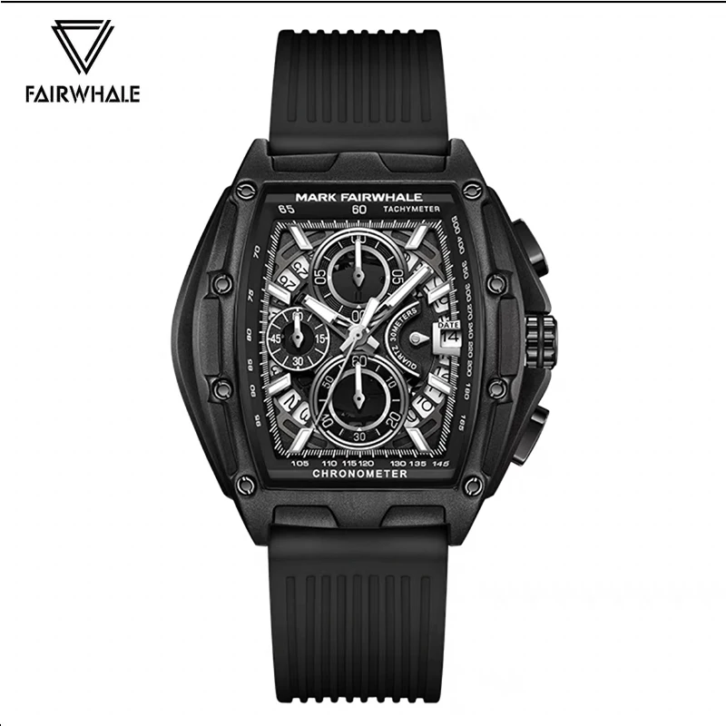 

2023 Hot Luxury Brands Mark Fairwhal Men's Watches Fashion Quartz Watches Aautomatic Date Rubber Strap Waterproof Clocks Reloj