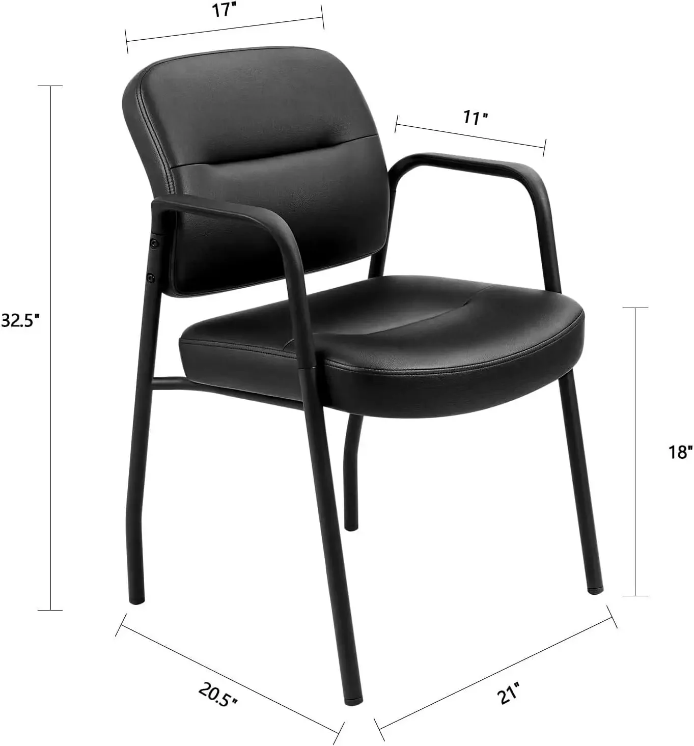 Sedie per reception da ufficio per sala d'attesa Sedie direzionali per ospiti in pelle con braccioli Sedia laterale ergonomica imbottita con supporto lombare