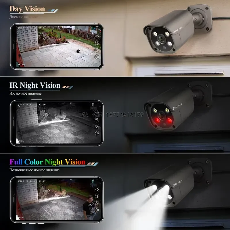 wmwmnu Techage 4K 16CH 8MP 5MP PoE System H.265 Face Human Detect 2-way Audio Colorful Night CCTV Security