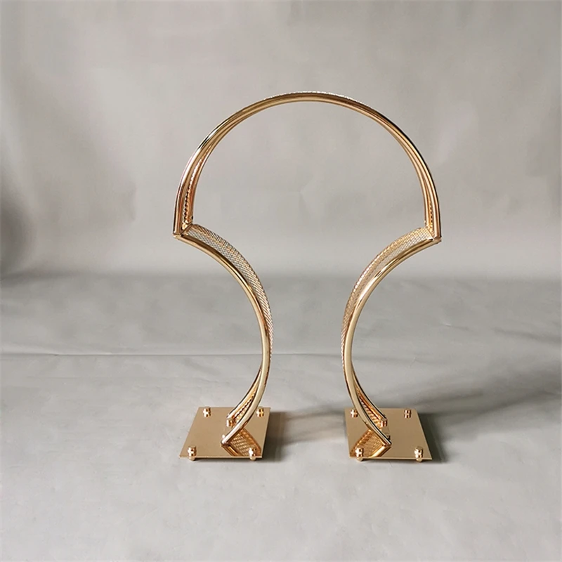 

5PCS Gold Arch Stand Road Lead Wedding Table Centerpiece Flower Rack For Event Party Decoration