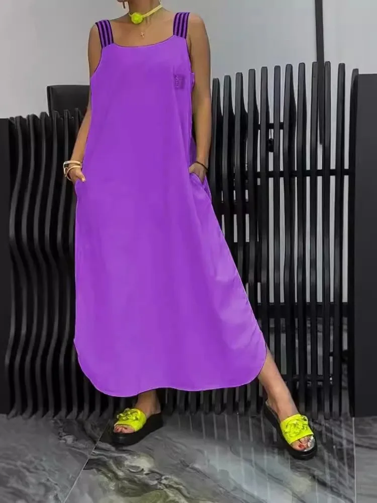 Damska sukienka na co dzień moda solidny sweter bez rękawów luźne sukienki dla kobiet sukienka plażowa szata Femme letnie nowe ubrania damskie