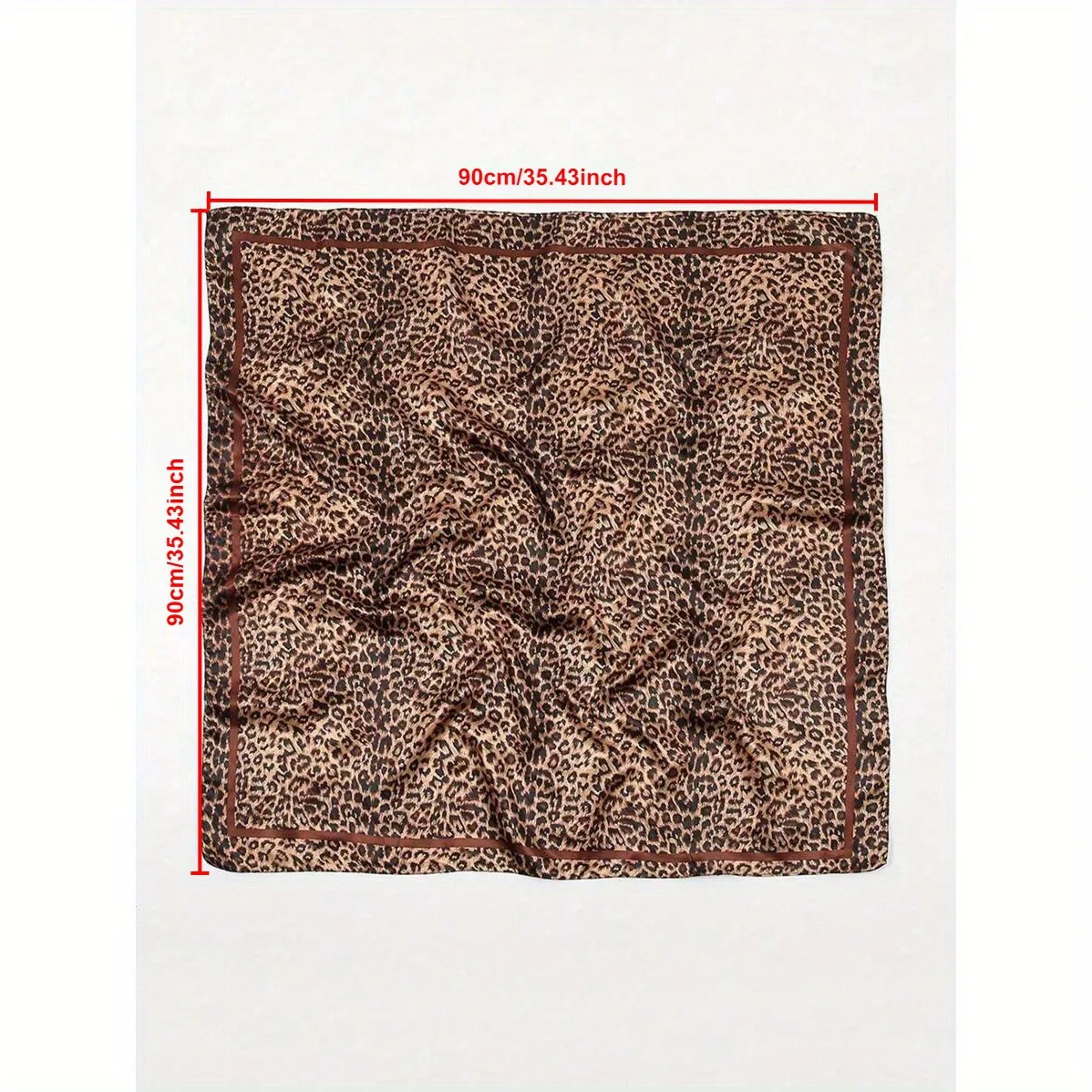 Sciarpa europea e americana con stampa leopardata Sciarpa grande in seta imitazione 90 cm Sciarpa quadrata in raso da donna Foulard musulmano