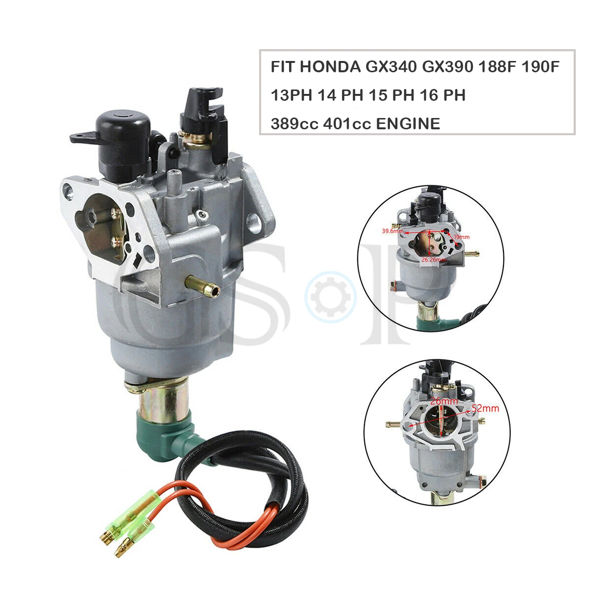 Carburetor and Solenoid Valve of 13HP 14PH 15PH 16PH Engine for Honda GX340 GX390 188f 190F Generator