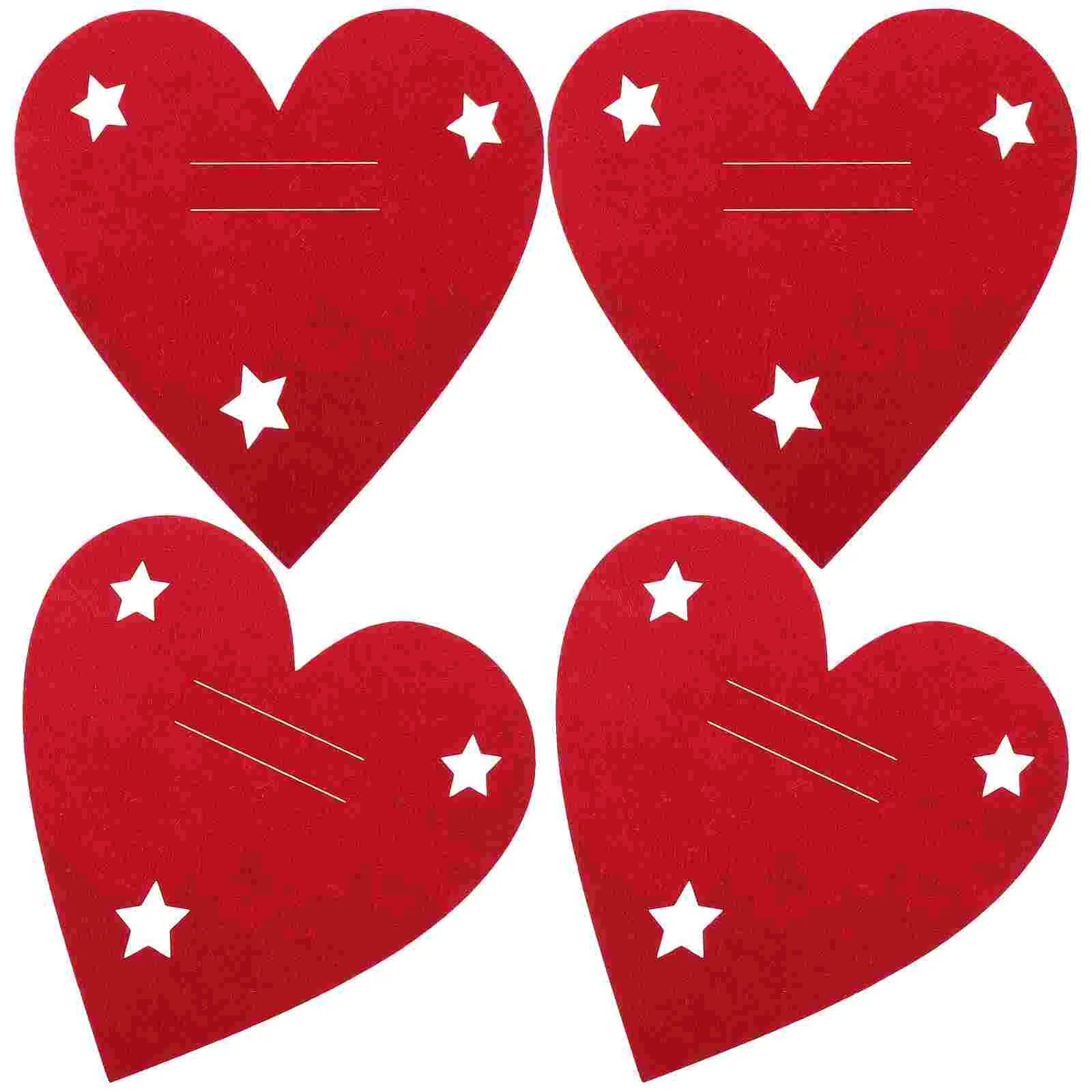 4 Pcs Christmas Tableware Holder Heart Knife and Fork Bag Love Cutlery Set Decorations Utensil Pouch Red Flatware