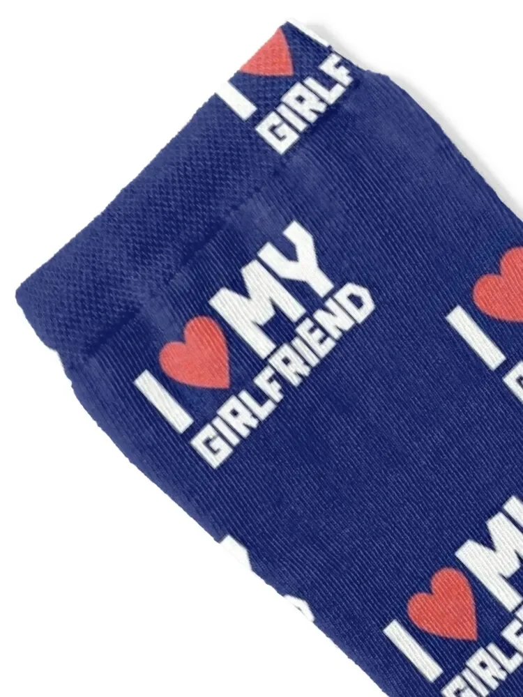 I Love My Funny Girlfriend Awesome Print Cute Gift Socks Rugby football Socks Ladies Men's