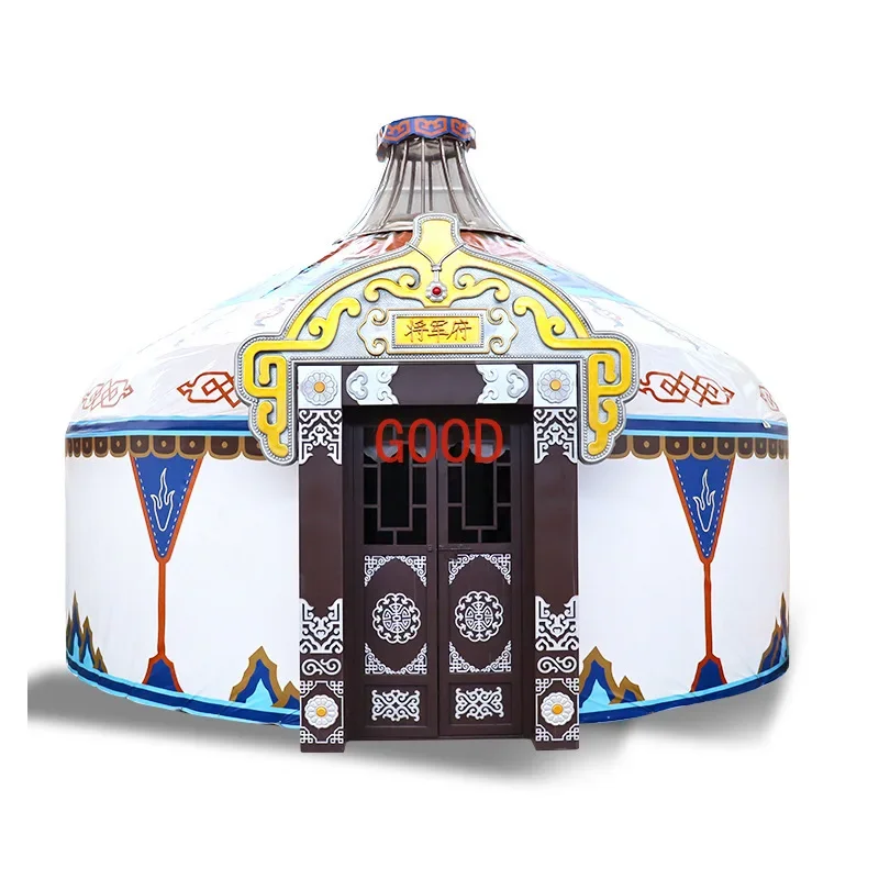 

2024, большие новые палатки для юрта, двойной наклон, сталь, бамбук, монгольский глэмпинг, юрта, водостойкий ПВХ, фермерский дом, ресторан, барбекю