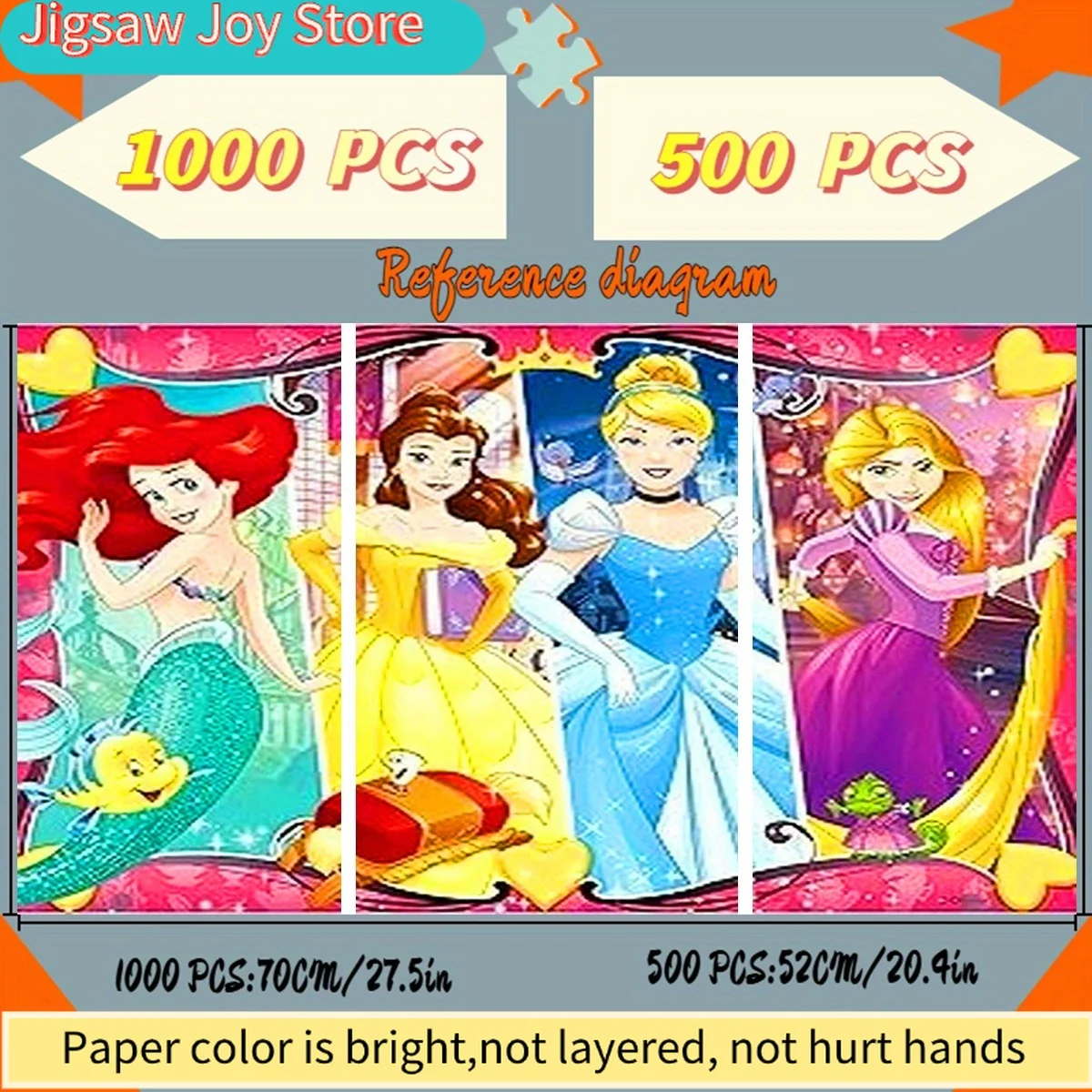 500/Disney  Paper Puzzle, DIY Puzzle, Thickened White Card Material, Adult Puzzle,  Princess Dreamy Combination Beautiful Cute