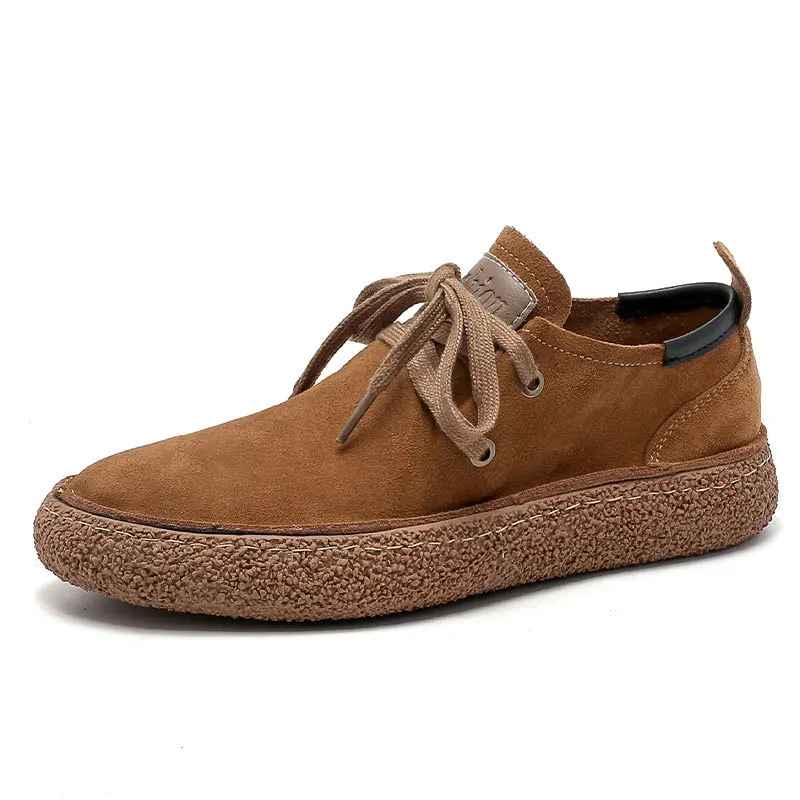 

Mens Retro Skate Shoes Suede Leather Round Toe Lace-Up Anti-Slip Flat Outdoor Breathable Comfortable Sneakers Designer Shoes Men