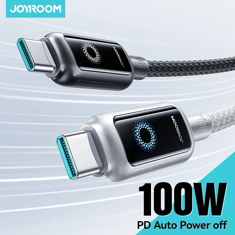

Joyroom 100W USB C Cable Automatic Power Off Fast Charge Type C Cable For iPhone 16 15 Pro Max Xiaomi Sumsang S-A55