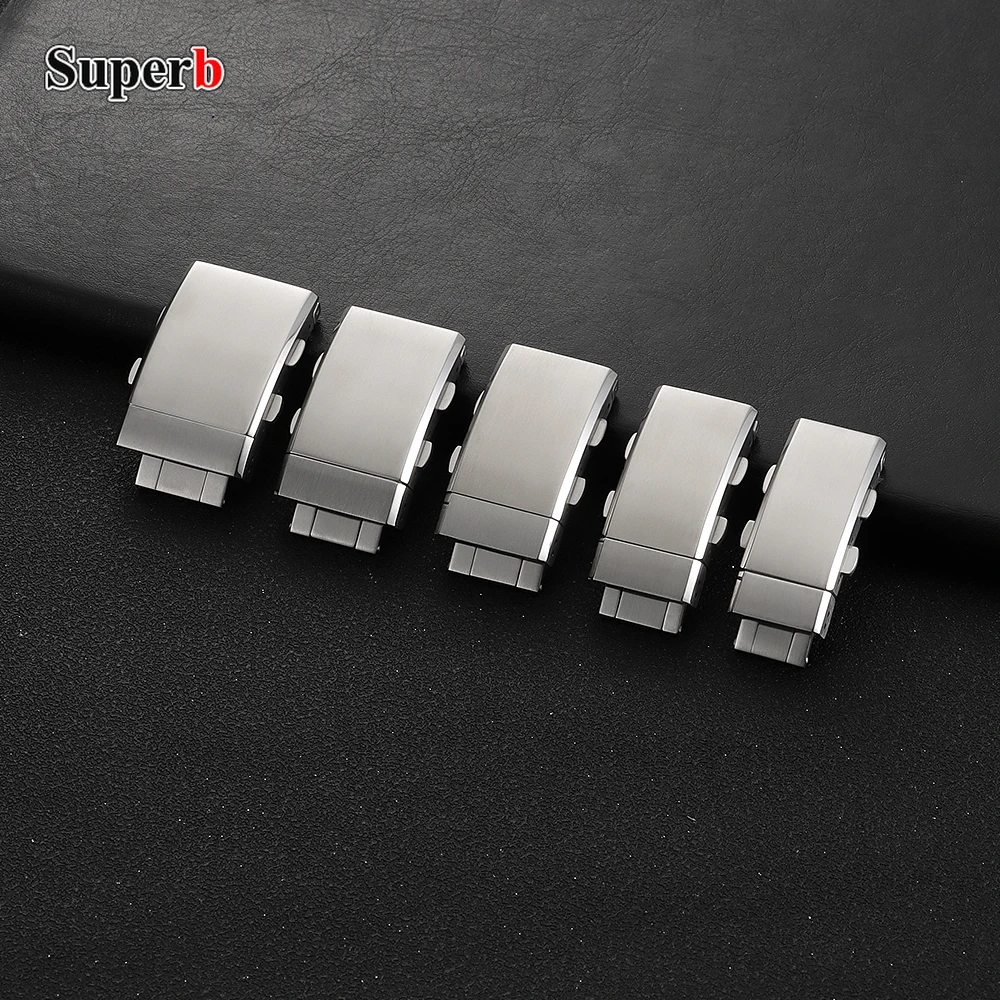 316L مطحونة المشبك ساعة المشبك 16/18/20/22 مللي متر نحى الفضة الفولاذ المقاوم للصدأ للطي سلامة استبدال نشر مشبك ساعة #5