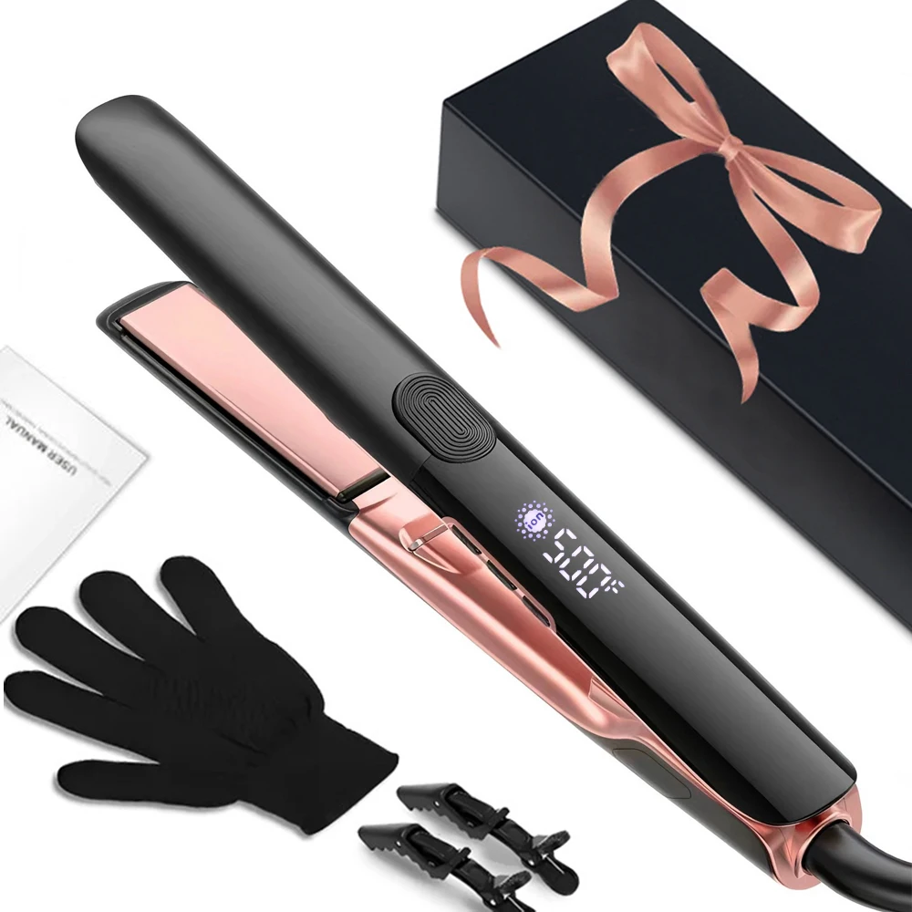Plancha de Pelo Profesional de Alta Temperatura, Plancha de Cerámica 2 en 1 para Alisar y Rizar el Cabello