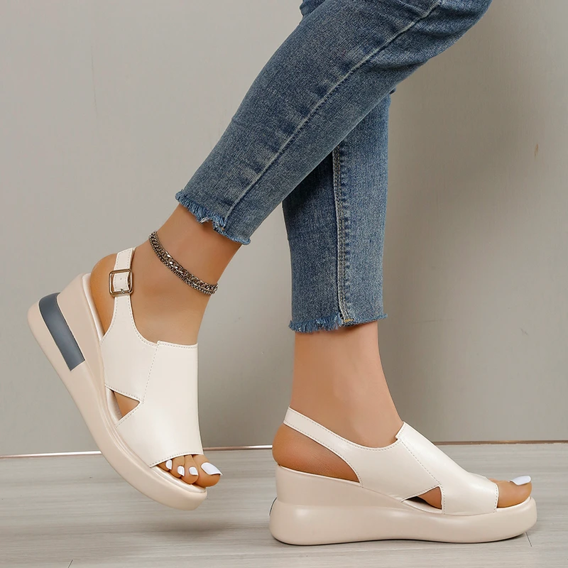 Summer Wedge Platform Sandals Fashion Retro Romen Beach Shoes Ladies Casual Peep Toe Soft Comfortable Sandalias De Mujer