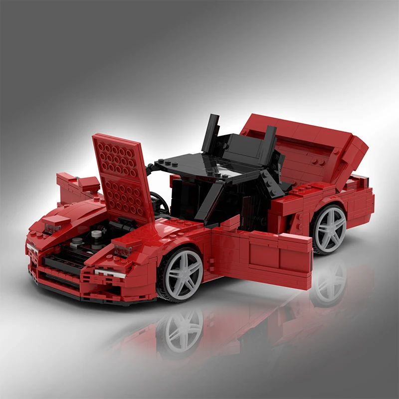 Red Racing Sports Car Blocks MOC-XM63817 Sedan Vehicle Model Bricks High Tech Particle Children Building Toy Kit Gift Boys Kids