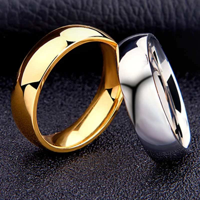 

Colorful Rainbow 316L Stainless Steel Fashion 6mm Glossy Face Couple Rings for Women Men Kids Cool Boy Classic Jewelry Wholesale