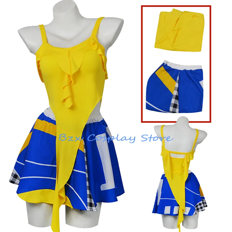 

Cheerleading Shaki Cosplay 2026 Dai Dai Costume Woman Yellow Sexy Top Skirt Clothing Uniform Set Football Performance Outfit