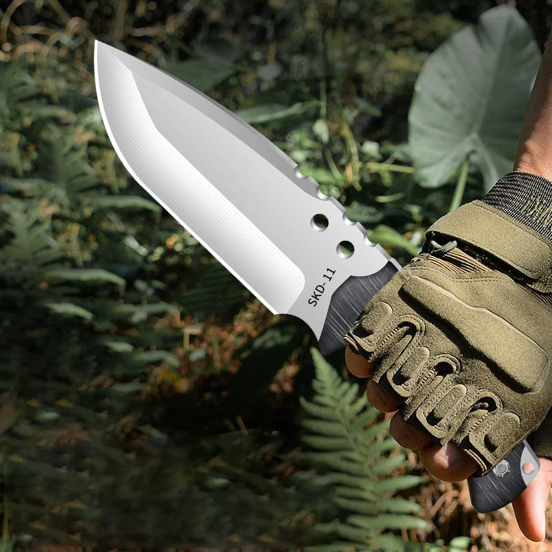1pc,Outdoor straight knife, body knife survival, field trip camping straight knife, portable high-hardness knife, hunting knife