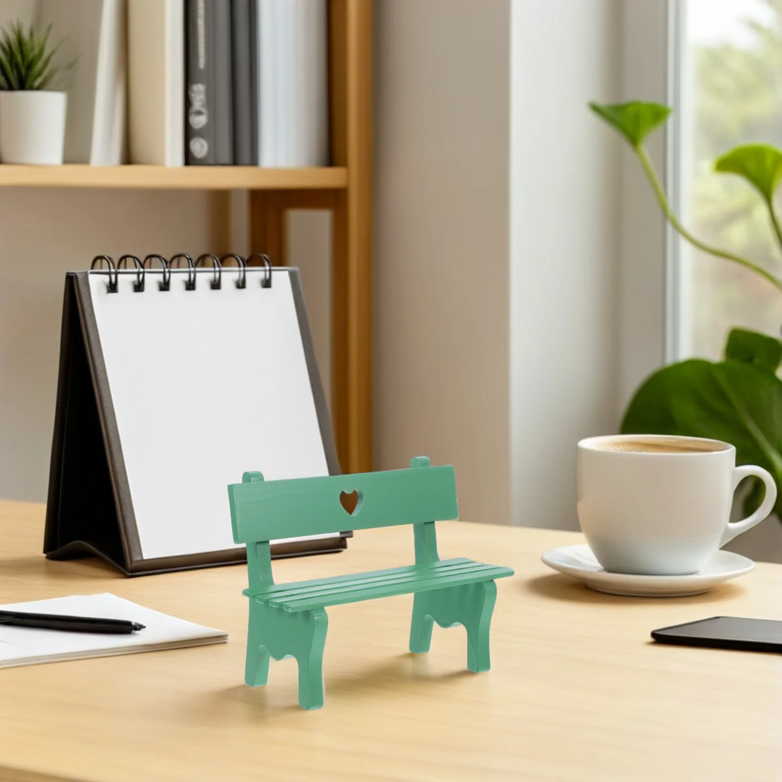 

Miniature Wooden Bench Decorative Garden Chair For Dollhouse Mini Garden Landscape Ornament Home Desk Decoration Green