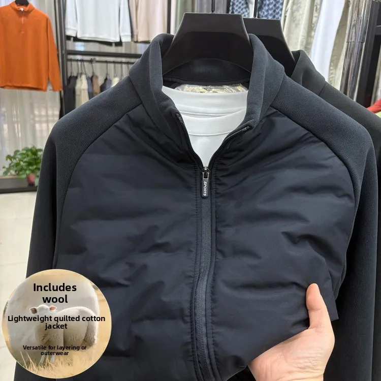 

Легкая осенне-зимняя куртка с воротником-стойкой и шерстяной подкладкой, мужская верхняя одежда, теплая пригородная одежда, длинная молния