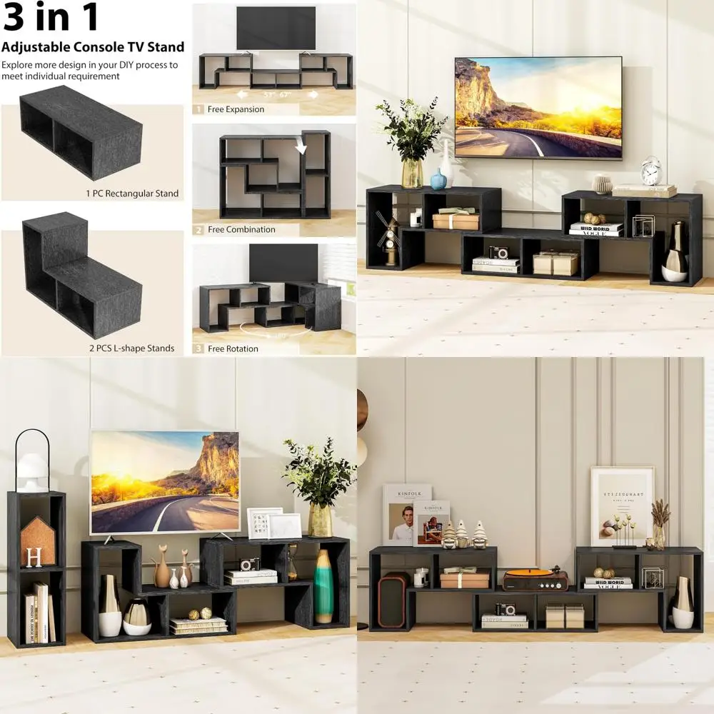 Modernes, minimalistisches Entertainment-Center für 50-65-Zoll-Fernseher, freier Kombinationskonsolenständer, TV-Tisch mit Raum zur Aufbewahrung usw