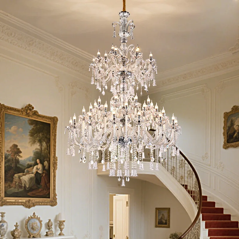 European style, living room, chandelier, high sense, light luxury, crystal